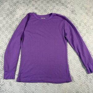 Therma Tek Women's Large Long John's Purple Waffle Thermal  Flannel Top Pant Set